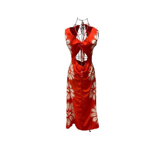 FARM RIO Tropical Leaves Cut-Out Front & Back Dress Size S - Picture 1 of 7